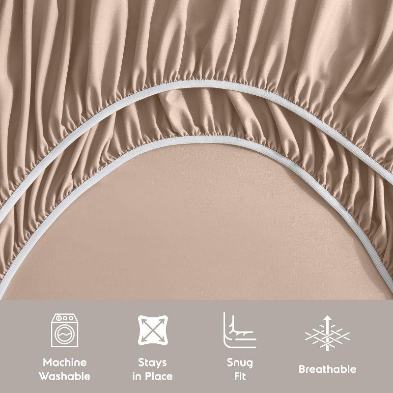 Nestl 4 Piece Queen Bed Sheet Set, Deep Pocket Extra Soft Microfiber Queen Sheets - Taupe Sand