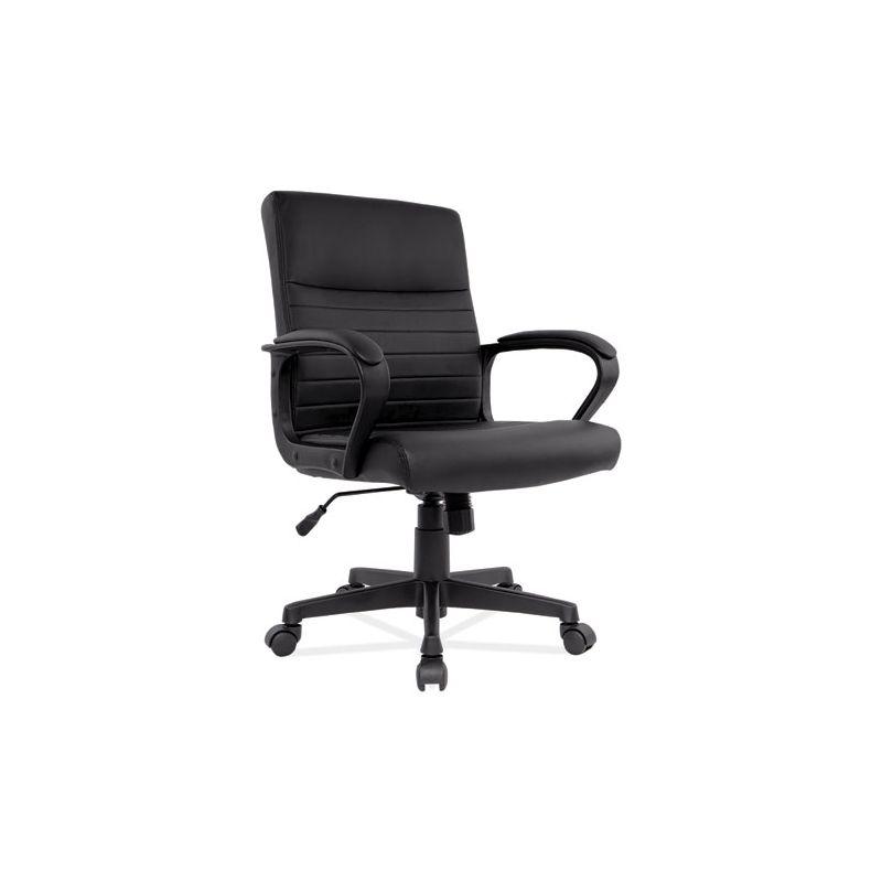 Sleek Executive Black Leather Manager Chair with Adjustable Height