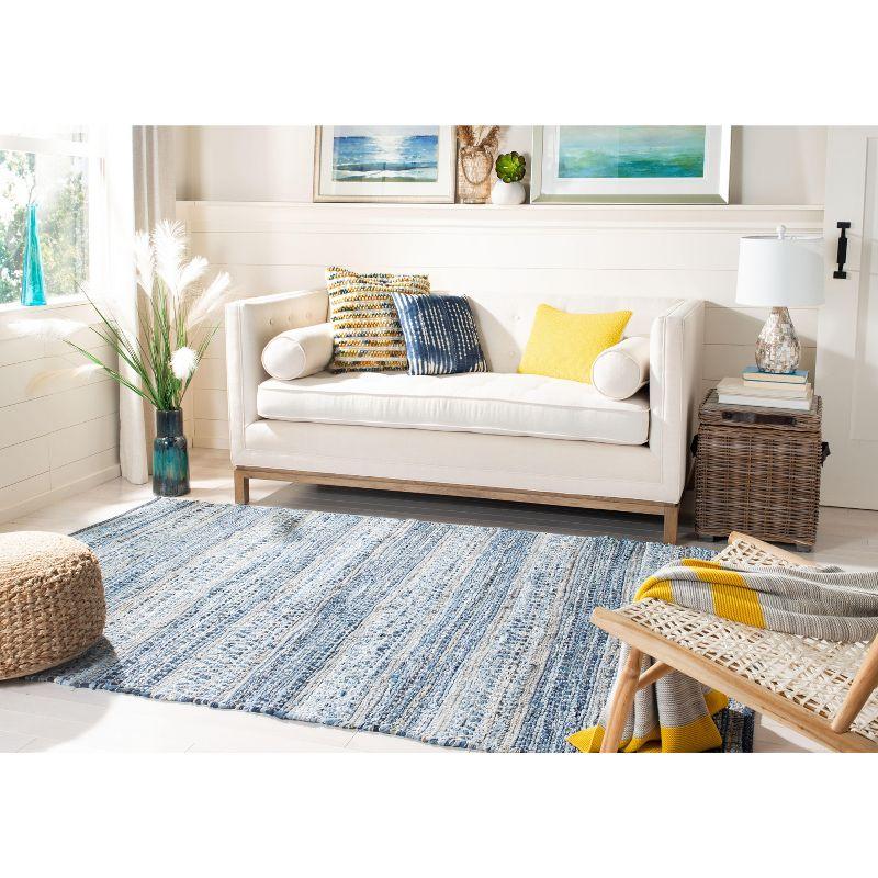 Coastal Charm Blue Cotton 5' x 8' Handwoven Area Rug