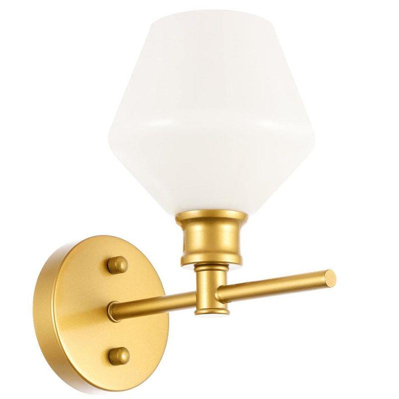 Elegant Lighting Gene 1 light Brass and Frosted white glass Wall sconce