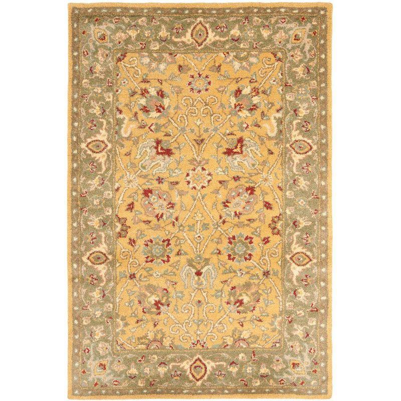 Antiquity Gold and Green Handmade Wool Area Rug