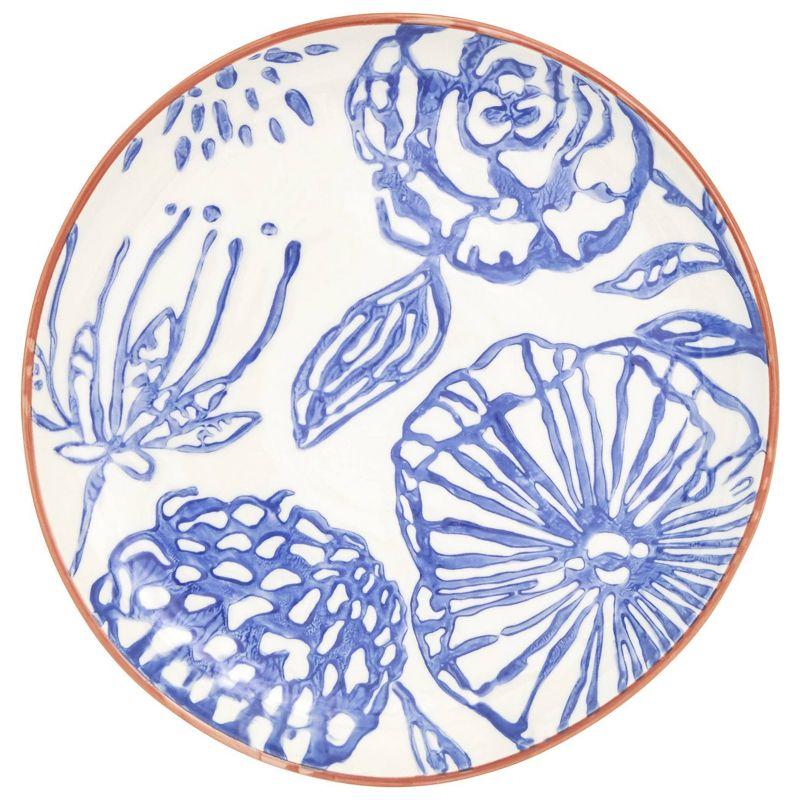 Blue and White Floral Ceramic 16-Piece Dinnerware Set