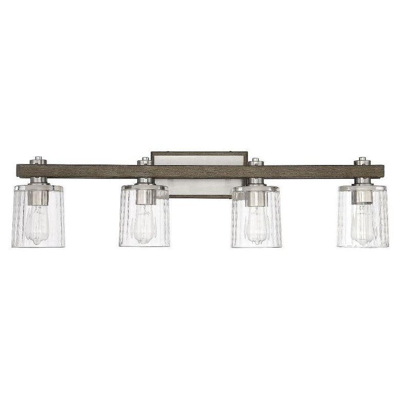 Halifax 4-Light Satin Nickel and Gray Wood Vanity Light