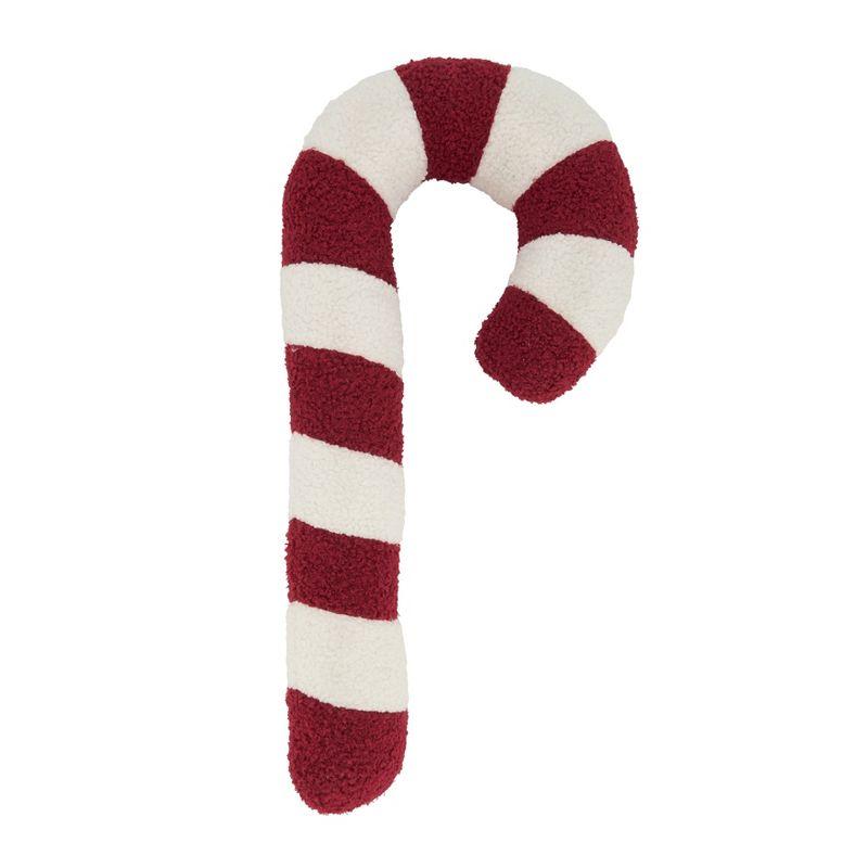 Red and White Candy Cane Shaped Holiday Throw Pillow