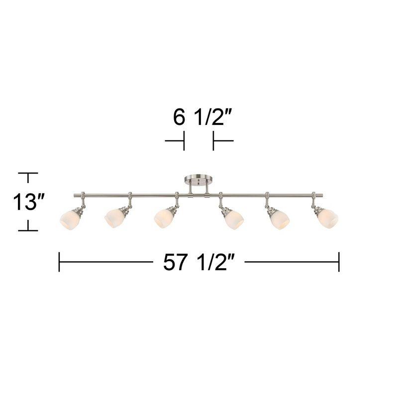 Pro Track Elm Park 6-Head Ceiling Track Light Fixture Kit Spot Light Directional Silver Brushed Nickel Finish Glass Modern Kitchen 57 1/2" Wide