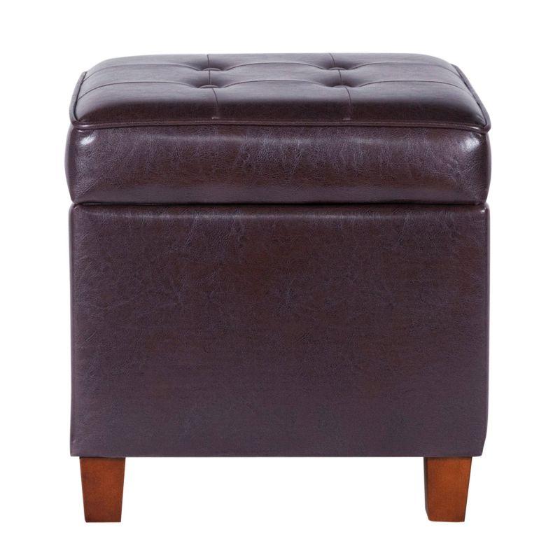 Square Tufted Faux Leather Storage Ottoman - HomePop