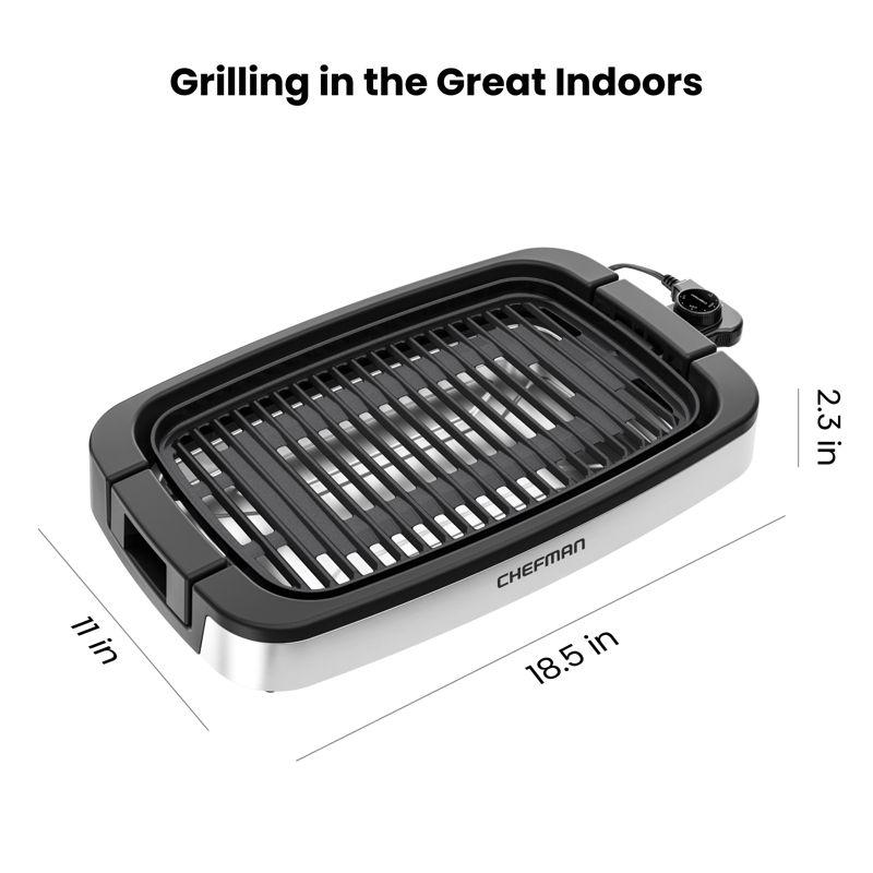 Chefman Smokeless Indoor Electric Grill with Adjustable Temperature Control - Stainless Steel