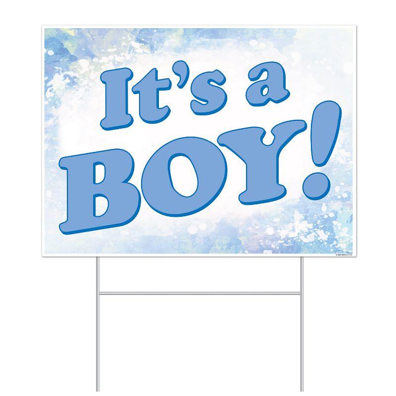 Beistle Plastic It's A Boy! Yard Sign, 11.5" x 15.5", (1/Pkg) Multicolored
