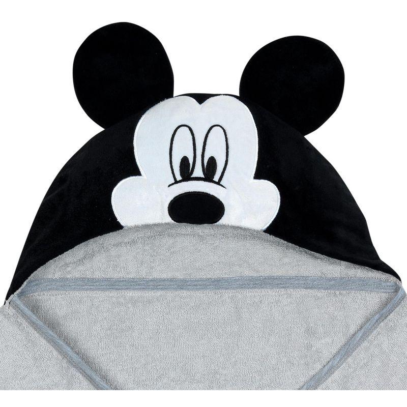 Lambs & Ivy Disney Baby Mickey Mouse Gray Cotton Hooded Baby Bath Towel