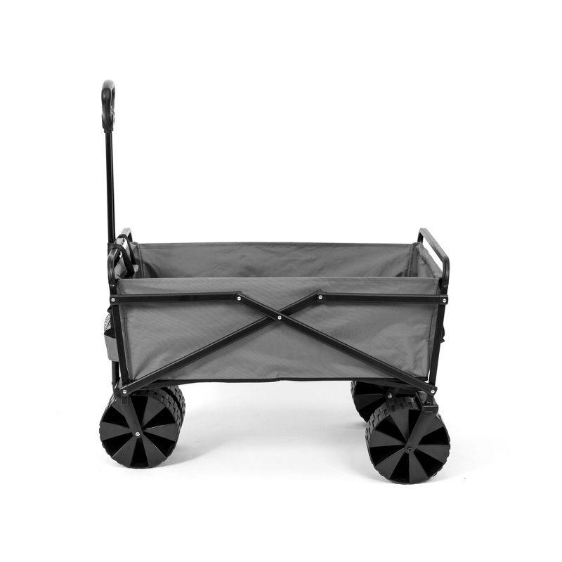 Seina Heavy Duty Steel Frame Collapsible Folding Outdoor Portable Utility Cart Wagon with All Terrain Plastic Wheels and 150 Pound Capacity, Gray