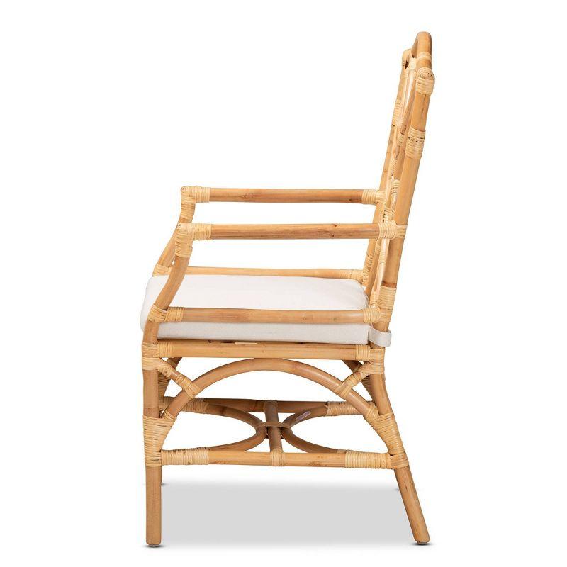 Delta Rattan Armchair Natural/White: Handmade, Geometric Backrest - bali & pari
