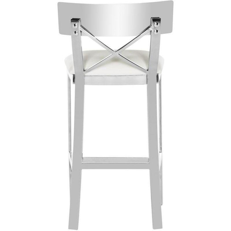 Zoey 35"H Stainless Steel Cross Back Counter Stool - FOX2035 - White - Safavieh Couture