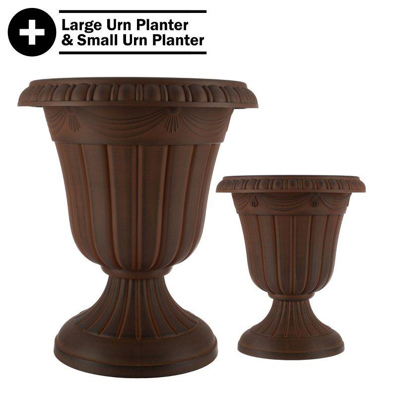 Pure Garden 2pc Outdoor Urn Planters 10"x12" & 16"x18"