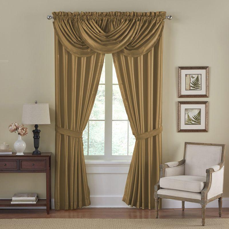 Elrene Versailles Faux Silk Room Darkening Single Window Curtain Panel - Elrene Home Fashions