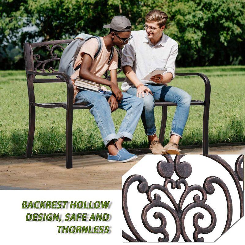 FDW Garden Bench for Patio Outdoor Bench Metal Bench Park Bench Cushion for Yard Porch Clearance Work Entryway(Bron)