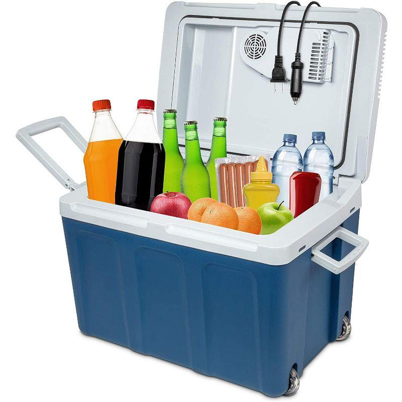 Ivation 45L Blue Electric Cooler with Wheels and Handle