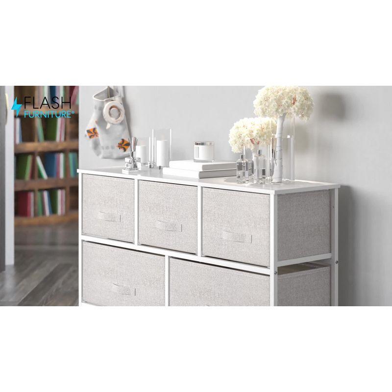 Flash Furniture Malone 3 Drawer Vertical Storage Dresser with Wood Top & Fabric Pull Drawers