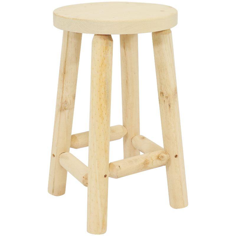 Rustic Swivel 24" Fir Wood Backless Counter-Height Stool