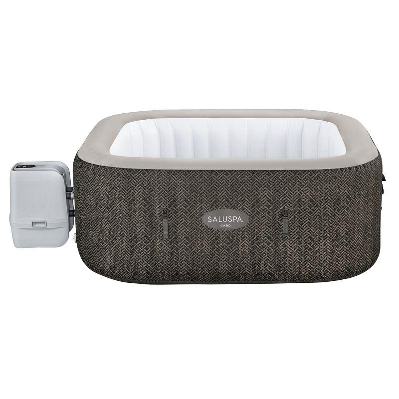 Bestway SaluSpa AirJet 4 to 6 Person Inflatable Hot Tub Square Portable Outdoor Spa with 140 Soothing AirJets and Cover, Brown