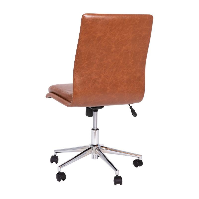 Flash Furniture Madigan Mid-Back Armless Swivel Task Office Chair with Upholstery and Adjustable Metal Base