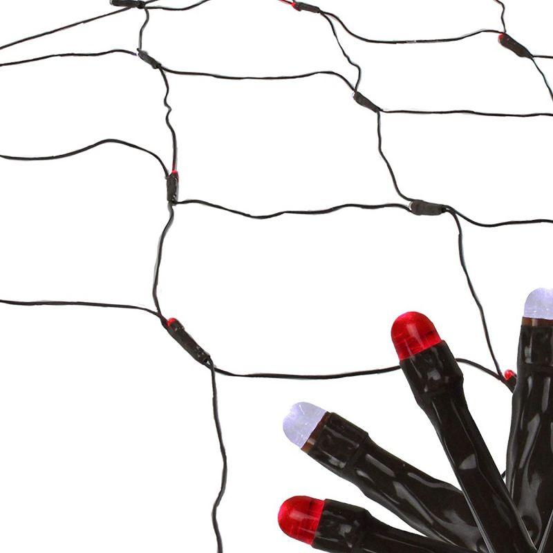 Northlight Seasonal 2' x 8' Red and White Micro LED Net Style Tree Trunk Christmas Lights Brown Wire