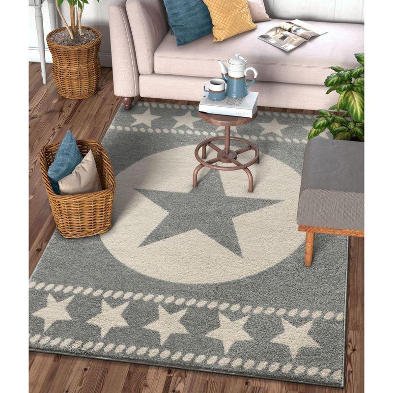 Modern Geometric Gray Synthetic Area Rug - 7'10" x 9'10"