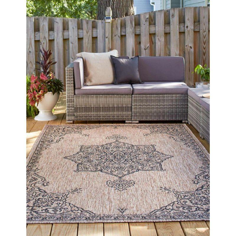 Beige Rectangular Stain-Resistant Outdoor Rug, 7' x 10'