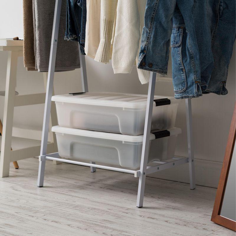 IRIS USA Clothes Rack for Hanging Clothes with Shelf, Freestanding Clothing Rack, White