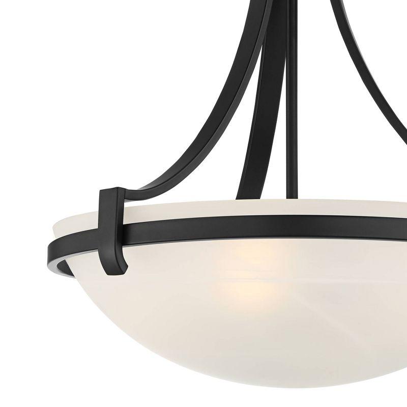 Modern Black Steel Pendant Light with Glass Bowl Shade