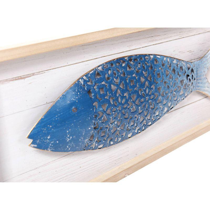 StyleCraft Set of 3 Metal School of Three Fish Wall Art Panels: Nautical Theme, Includes Mounting Hardware