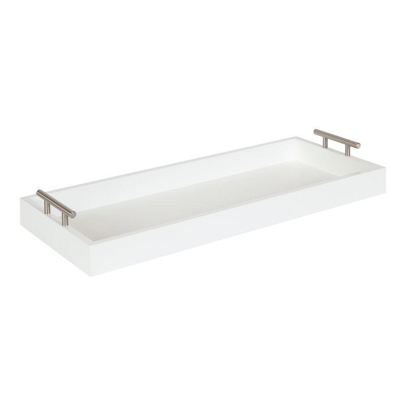 Kate and Laurel Lipton Tray, 10x24, White and Silver