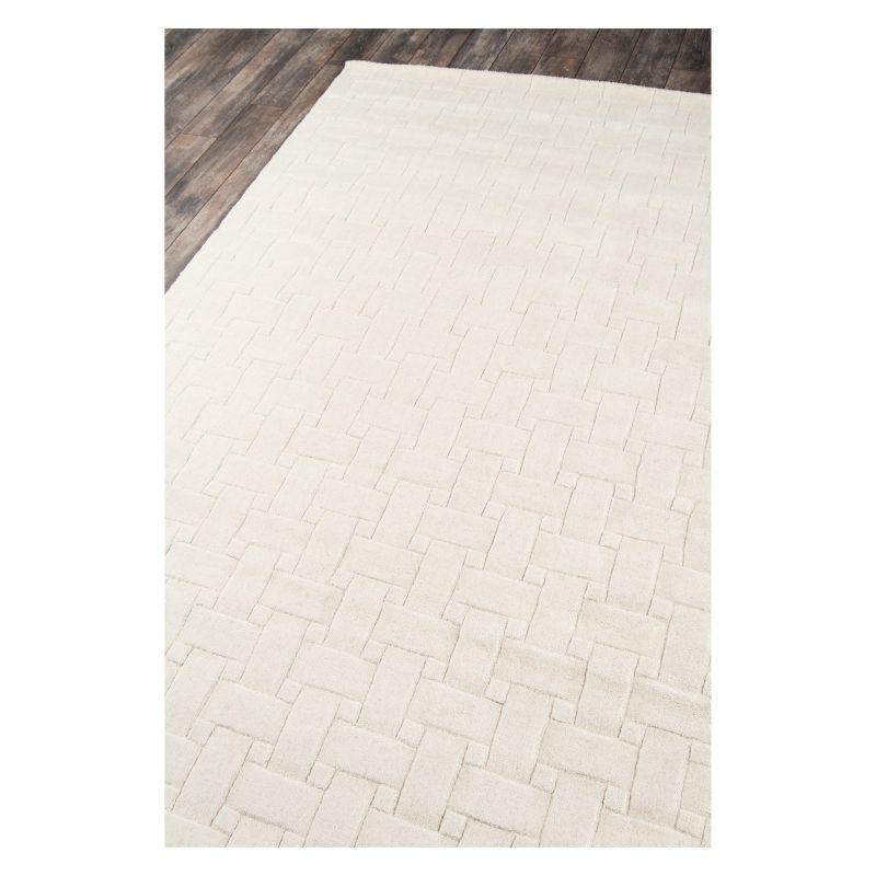 Ivory Basketweave 100% Wool Rug - Momeni