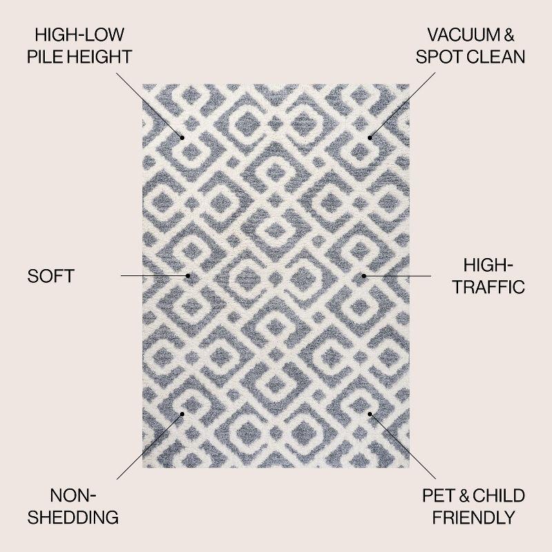 3' x 5' Astrid Retro Trellis High-Low Area Rug, Cream/Gray - JONATHAN Y