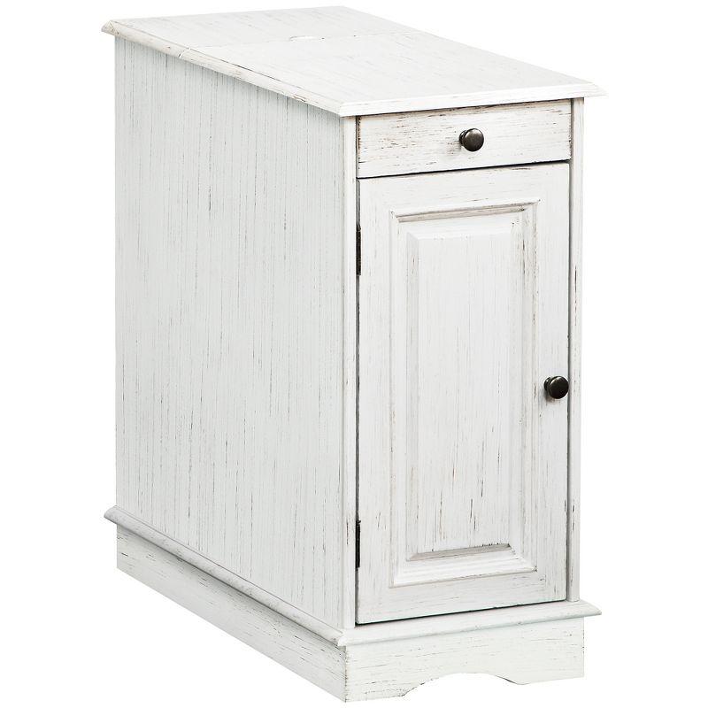 Elegant White Wood Flip-Top End Table with Storage