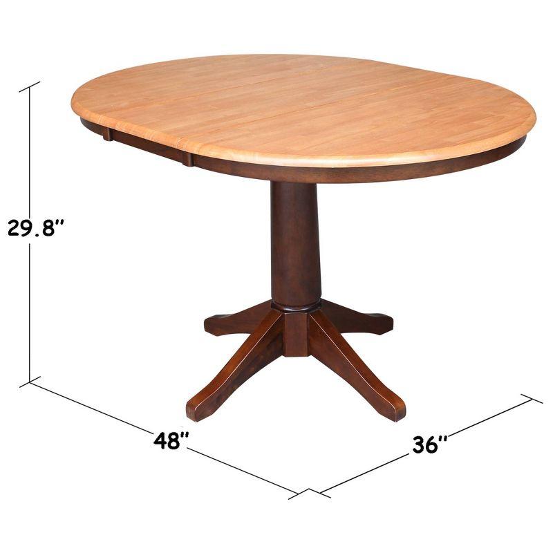 Round Extendable Solid Wood Dining Table with Leaf Insert