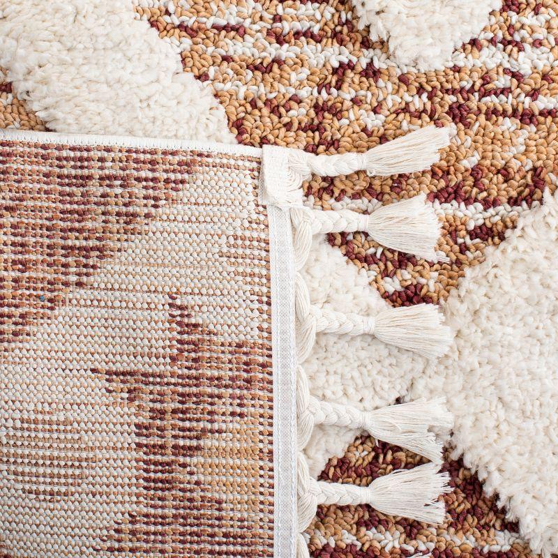 Moroccan Tassel Shag MTS664 Power Loomed Indoor Area Rug - Rust/Ivory - 6'7"x6'7" - Safavieh