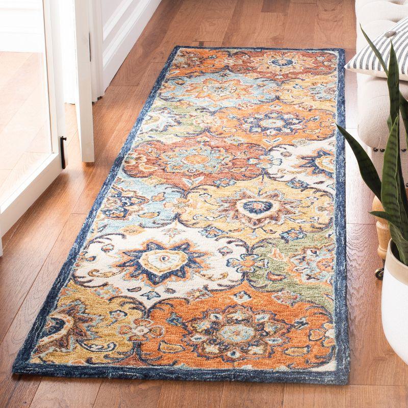 Heritage Blue and Rust Hand-Tufted Wool Runner Rug