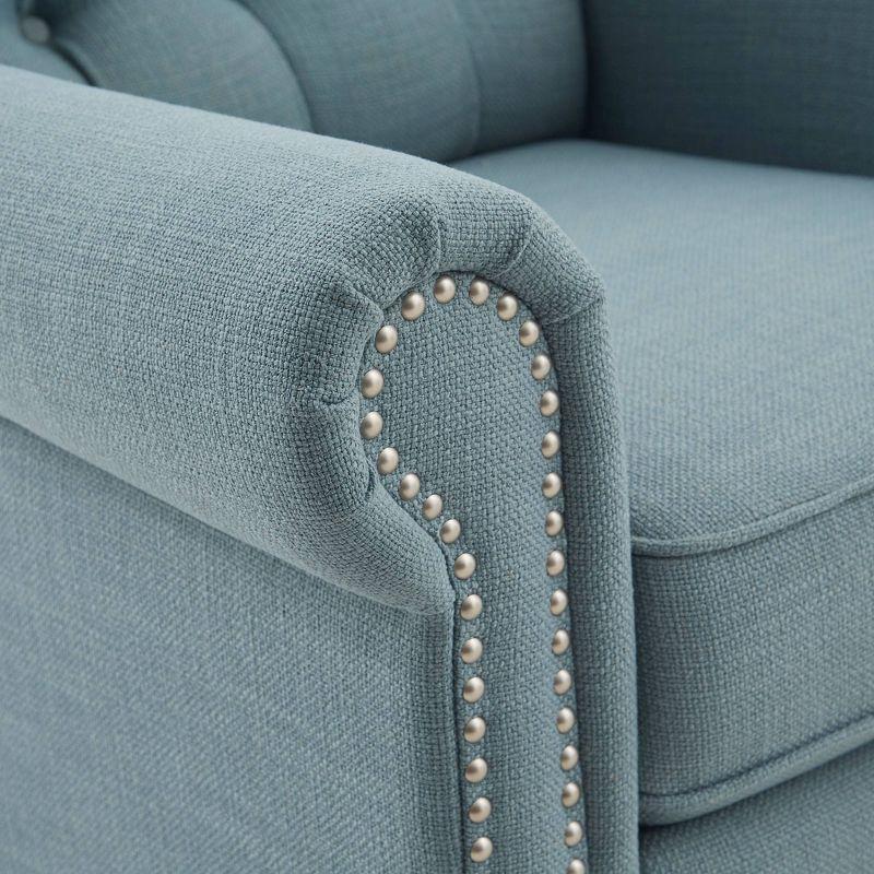 Zak Recliner Blue: Madison Park, Polyester & Linen Upholstery, Wood Frame, Foam Fill, Spot Clean
