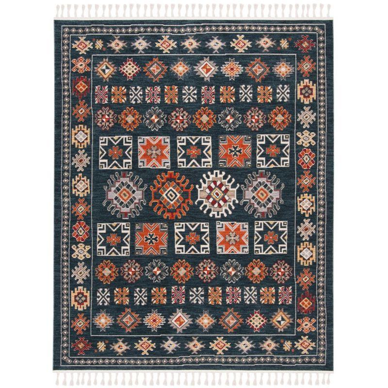 Farmhouse FMH822 Power Loomed Indoor Area Rug - Navy/Orange - 8'x10' - Safavieh