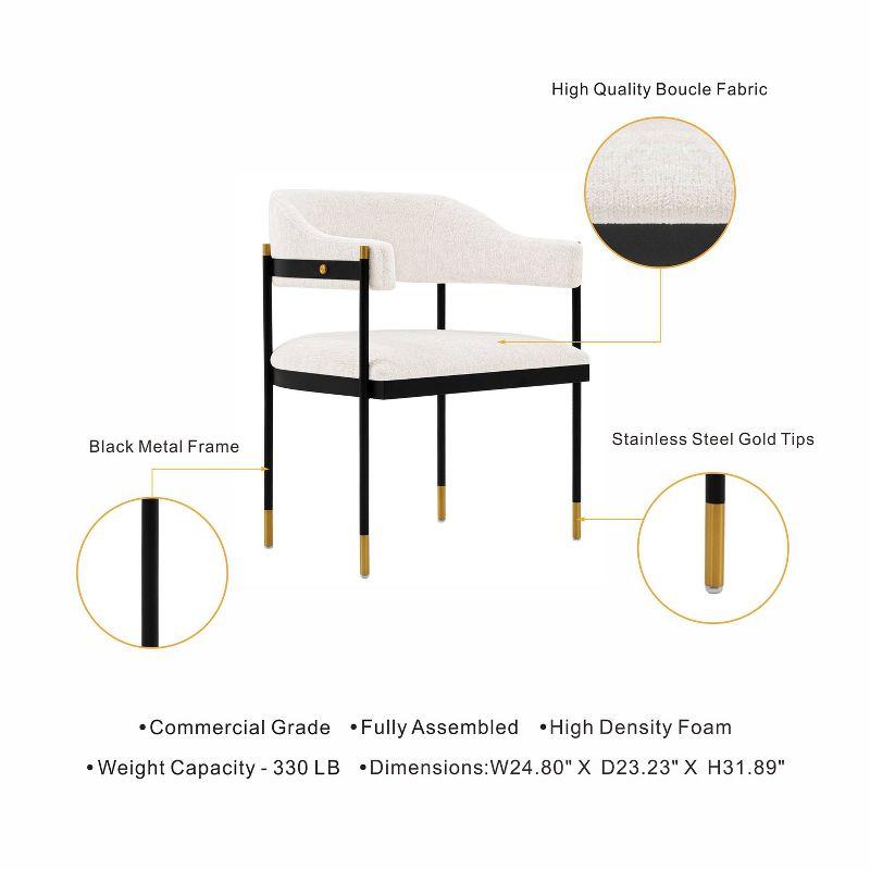 Lia Modern Boucle Upholstered Dining Armchair Cream - Manhattan Comfort
