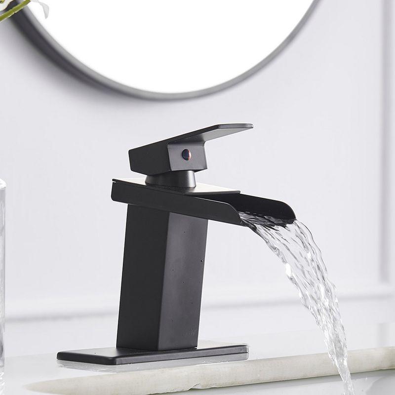 BWE Waterfall Single Hole Single-Handle Low-Arc Bathroom Faucet With Supply Line