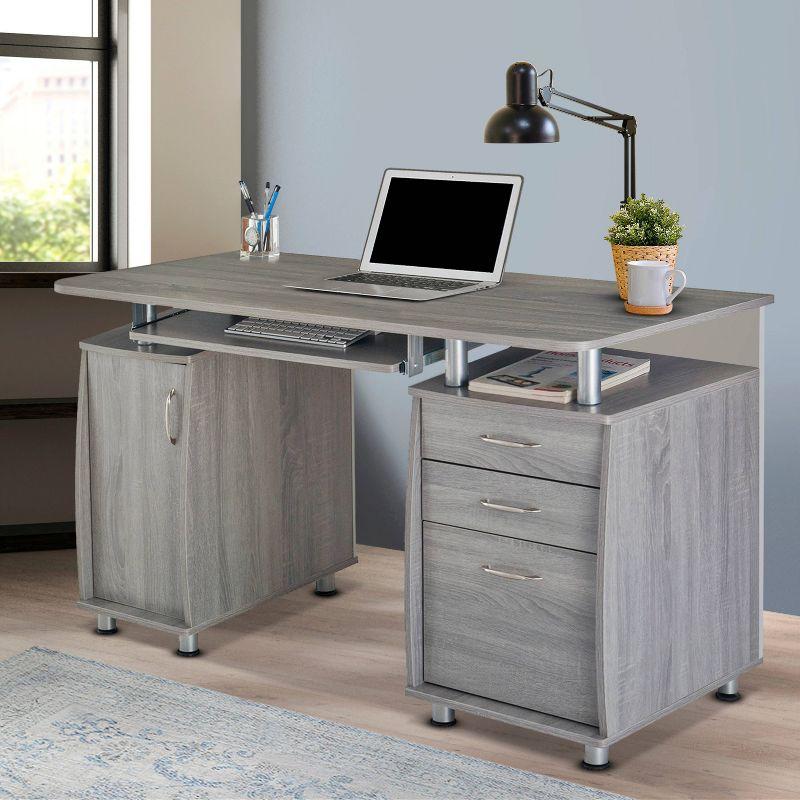 Complete Workstation Computer Desk with Storage, Keyboard Tray - Techni Mobili