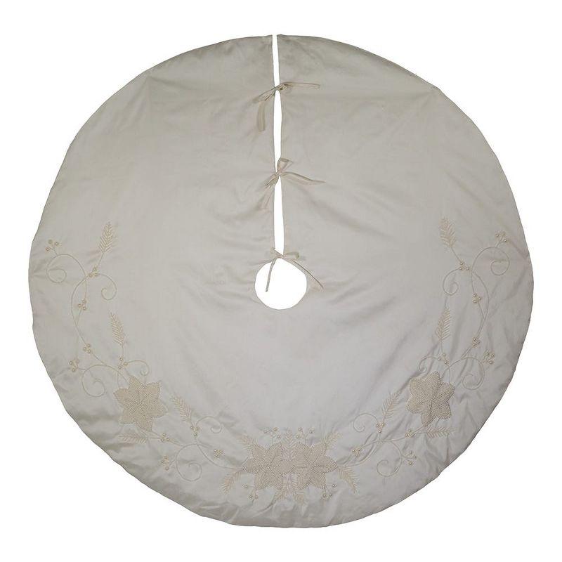 Kurt Adler 54-Inch Ivory with Pearl Beads Tree Skirt