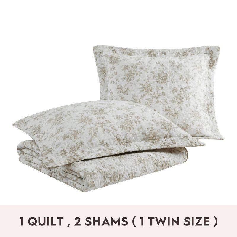 Twin White Cotton Reversible Quilt Set with Sham