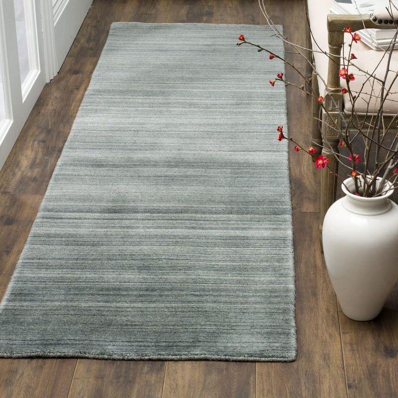 Slate Blue Hand-Knotted Wool Runner Rug - 2'3" x 8'