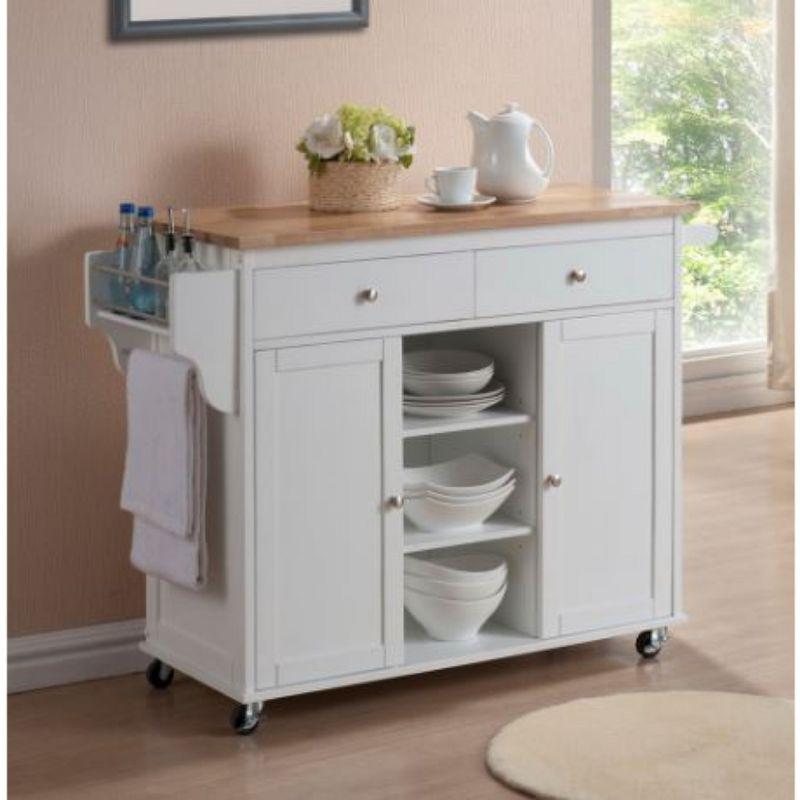 Meryland Modern Kitchen Island Cart White - Baxton Studio