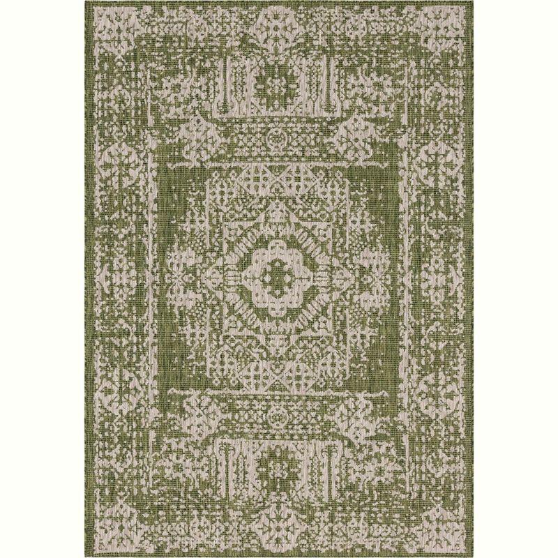 Unique Loom 7' 1 x 10' 0 Rectangle Indoor/Outdoor Traditional Green Area Rug