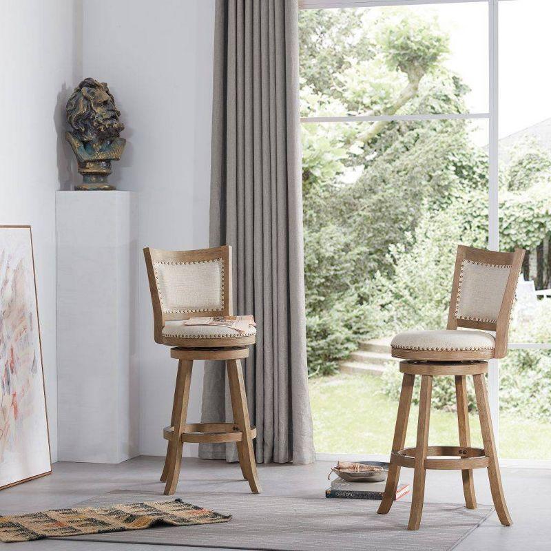 Dovecove Falken Swivel Upholstered Counter Stool with Solid Wood Frame