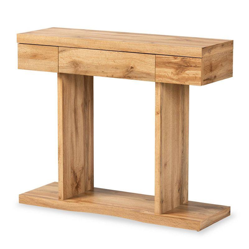 Otis Wood 3 Drawer Console Table Oak Brown - Baxton Studio: Sleek Storage, Modern Design, Space-Saving