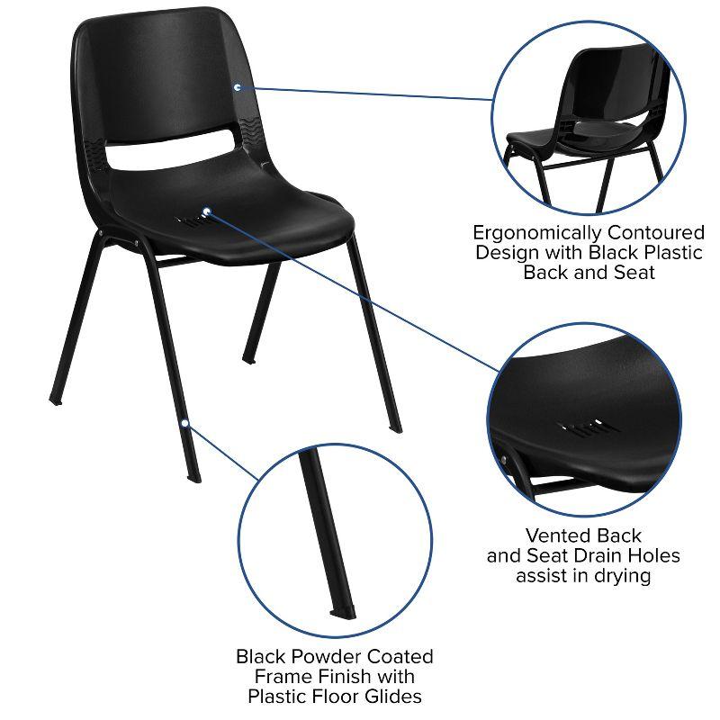 Black Metal Ergonomic Stackable Chair